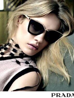Prada Black Frame Cinema Sunglasses SPR 53S Black with Gold Trim